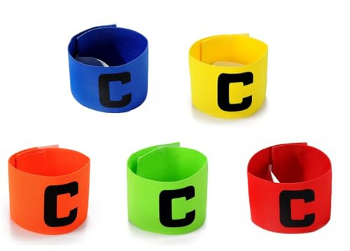 JTKREW Set of 5 Multicolor Arm Bands for Basketball,Capitano Football Armband,Rugby, Hockey, And Various Sports - Adjustable Elastic Captain Band
