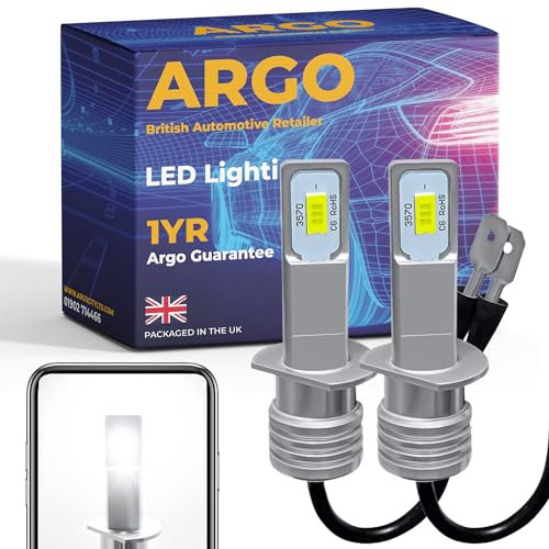 Argo H1 Led Headlight Bulb Xenon White 6000k Super Bright Replacement h1 Headlight Bulb 448 P14,5s Car Van Front Fog Light Lamp Main Dipped High Low Beam Upgrade Halogen H1 Bulb