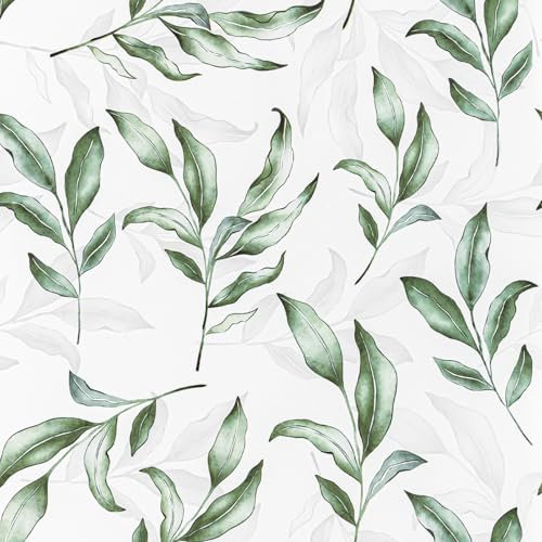 Abyssaly Carta da Parati Adesiva Muro Floreale Verde Scuro, Carta Adesiva per Mobili 44cm X 300cm, Pellicola Adesiva per Mobili Decorativi Impermeabile Camera da Letto Bagno Armadio Tavolo PVC