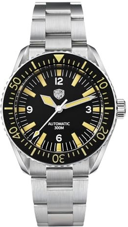 watchdives Relojes de Buceo para Hombre, Movimiento NH35 WD1967 Sharkmaster 300 Reloj Automático Reloj de Pulsera con Cristal de Zafiro y Burbujas Abovedadas