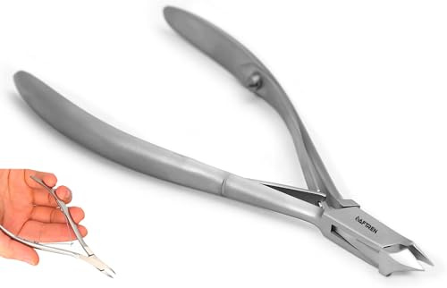 Pinzas para cutículas, herramienta de podología, cortaúñas de manicura de 4,75 pulgadas para uñas encarnadas y durezas, pinzas de primeros auxilios de grado hospitalario (plata, 4,5 pulgadas)