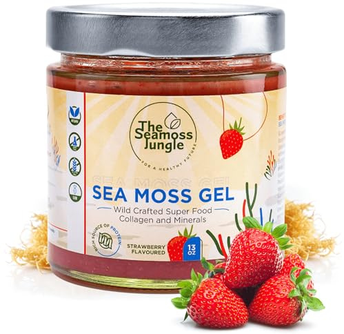Sea Moss Gel - Erdbeere - 500 ml - St. Lucia - Laborgetestet - Dr. Sebi Inspiriert - Reich an Vitaminen & Mineralien - Superfood für Gesundheit & Wellness