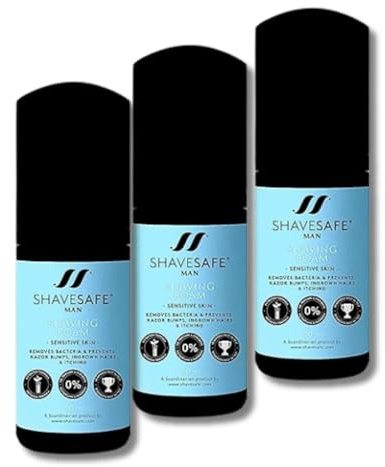 ShaveSafe - Espuma de afeitar sensible para hombre (100 ml, 3 unidades)