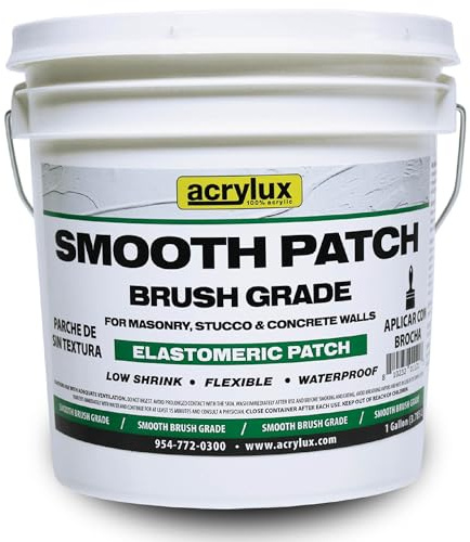 Acrylux Elastomeric Patch for Stucco and Concrete - Textured & Smooth Patching Compounds - Fills Cracks, Holes, and Imperfections in Masonry, Stucco, Wood (Smooth Brush Grade)