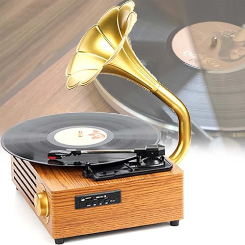 Altoparlante grammofono Bluetooth vintage, velocità regolabile per gli amanti della musica, perfetto per decorare la casa e le feste