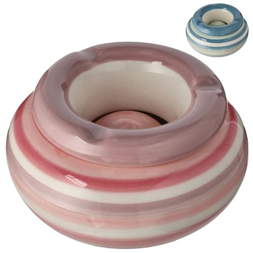 Sturmaschenbecher 2er Set │Ø11,0x6,5cm Dolomit blau/grün rosa/pink │Aufsatz abnehmbar │Windaschenbecher (2 x Aschenbecher blau/rosa)