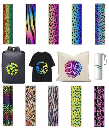 Uadme Infusible Ink Folie, 10 stycken 11,5 x 30,5 cm infusible transfer Ink Sheets, 4,5 tum x 12 tum förtryckt sublimeringspapper, järn på t-shirt och kopp (leopardmönster)