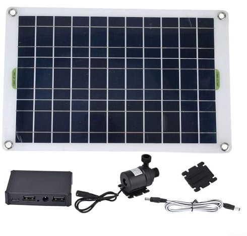 Bomba solar de fuente de 50 W, bomba de estanque de agua de jardín, con batería, caudal de 800 l/h, cabezal de 5 m, construcción ABS, para piscina de peceras