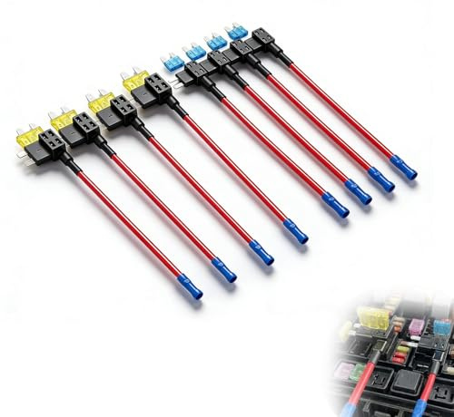 Wcawnlt 8 Piezas Fusibles con Adaptador de Circuito, 2 Tipos (Estándar y Mini) - Para Automóvil, Camión, Motocicleta, Barco, etc