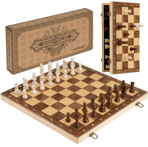 Peradix Set Scacchi Magnetico in Legno Piegabile 39 cm – Gioco degli Scacchi da Viaggio Portatile– Regalo Scacchiera per Principianti e Bambini dai 6 Anni