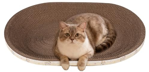 Tiragraffi in cartone per gatti, divertente letto ovale traspirante, gioco e posto per dormire per gatti piccoli e grandi, per giocare, dormire, arricchire, per interni ed esterni, angolo