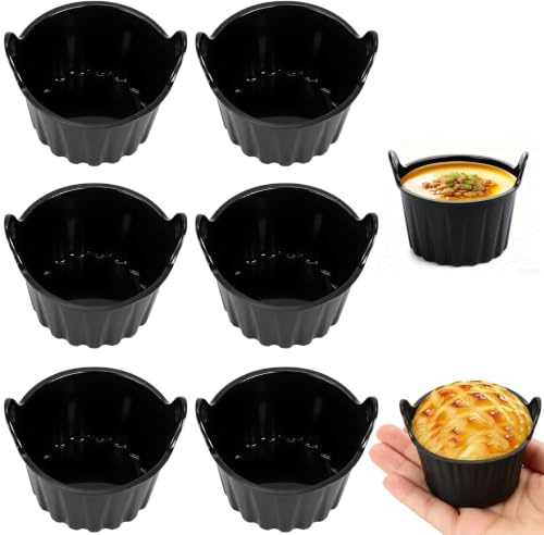AiQInu 6 Pezzi Pirottini per Friggitrice ad Aria, Stampo Muffin Riutilizzabile, Stampi in Silicone Antiaderenti, Senza BPA, Pirottini Silicone per Muffin Torta Pasticcini