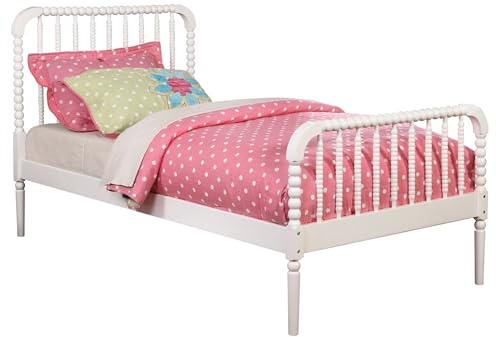 Coaster Home Furnishings Jones Country Farmhouse Wood Jenny Lind Bobbin Twin Size Open Frame Fully Slatted Platform Bed FrameWhite 400415T