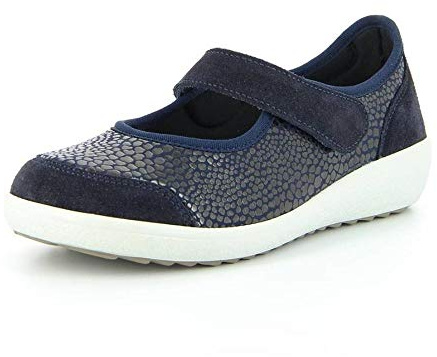 VAROMED Sevilla Ballerines pour femme Bleu marine I Chaussures orthopédiques I Ballerine avec Velcro I Ballerines stretch I Ballerines pour femme I Chaussures de santé pour pieds larges et sensibles,