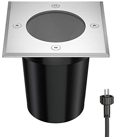 ledscom.de Bodeneinbauleuchte REJA für außen, IP67, edelstahl, eckig, 11 x 11cm, 1x GU5.3 max. 15W