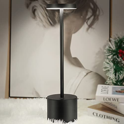 Hapfish Lampara de Mesa 8000mAh, Lámpara LED Escritorio Inalambrico con Control Remoto y Táctil, Regulable, Tres Modos de Color, Luz Recargable USB Modernas para Mesita Noche, dormitorio, Restaurante