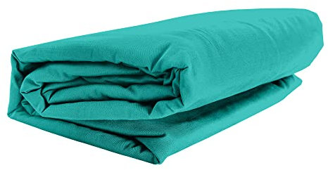 GMD Living Mr. Sandman Spannbettlaken Jersey Classic, Farbe:251-türkis, Größe:140-160 x 200 cm