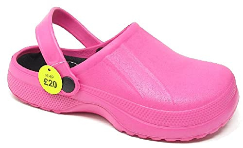 sole london Ladies Garden Clogs Slippers Hospital Chef Pool Beach Holiday Sandals Shoes Fuchsia