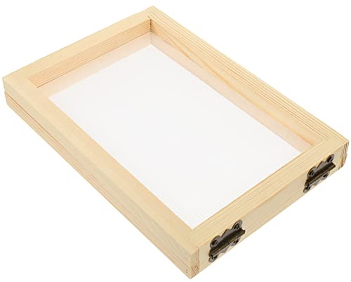 DEARMAMY Marco De Madera Para Fabricación De Papel Reciclado 7.08X4.92 Pulgadas Kit De Manualidades Con Malla Resistente Para Bricolaje Infantil Y Conciencia Ambiental