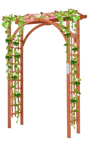 GOPLUS - Arco de jardín de madera para plantas o flores trepadoras, arco de celosía de rosales para decoración de fiesta, boda, arco de madera maciza para jardín exterior, 160 x 60 x 217 cm