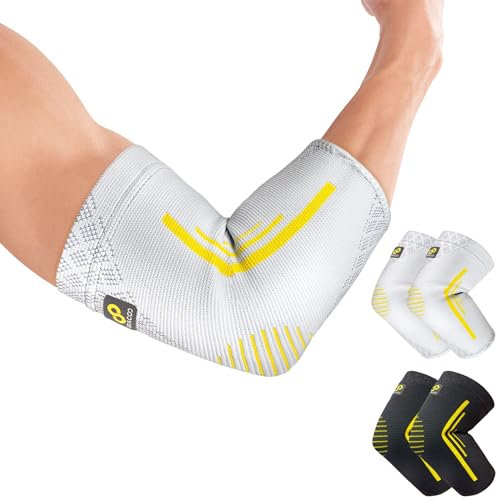 Bracoo Ellenbogenbandage, Tennisarm Bandage, Ellenbogen Bandage Herren Damen, Ellbogen Bandage für Sport, Gym, Golf, Tennis, Gelenkschmerzen, Golferarm, 2 Stück für Rechts Links Arm, EE92 Grau L