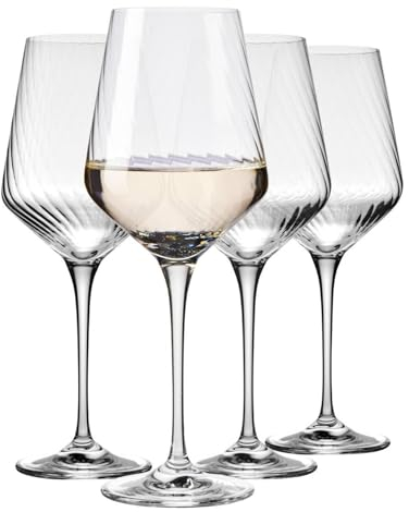 Krosno Copas de vino texturadas, 450 ml – Juego de 4 | Para vino tinto, blanco, espumoso y cócteles | Diseño de la Colección LUMI | Apto para lavavajillas | Cristal sin plomo