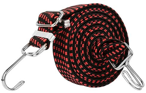 Sunmeit Corde de fixation pour bicyclette Large et épaissie Porte-bagages élastique élastique à usages multiples Corde multifonctionnelle Facile à utiliser Rouge-Noir