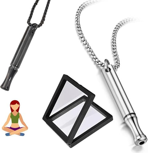 GFTCGK 2 Stück Edelstahl Atemkette, Halskette Rauchfrei Original, Atmungshalskette, Rauchentwöhnung, Reduziert Angstzustände Damen Herren Meditations Spirituelle Geschenk(Schwarz+Silber)