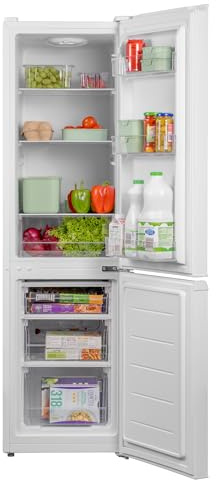SIA SFF15144WE 60/40 Split Freestanding 165L Combi Fridge Freezer in White, 4* Freezer Compartment, E Rated, Reversible Doors, Adjustable Shelves, 2 Years Parts & Labour Guarantee