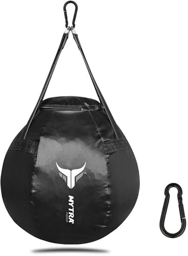 Mytra Fusion Wrecking Ball Punchingsack Ungefüllt Runde Form 2 Fuß Schwerer Boxsack für Boxen, MMA, Kampfsport & Kickboxen Boxsack (Schwarz)