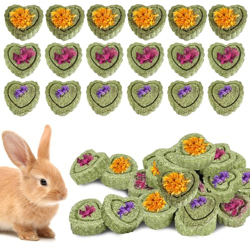 Kanin tuggleksaker, 36 stycken naturliga Timothy Hay tuggleksaker, marsvins tuggleksaker, ros/ringblomma/förgätmigej, förbättra tandhälsan för kaniner chinchilla