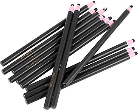 Luxshiny 12 Pack Peel-Off Grease Pencil: China Markers for Vinyl Wood Paper Fabrics Leather Cellophane - Black
