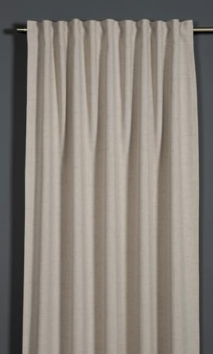 Sehlbach Tenda pronta per l'uso con fettuccia, Texture in lino, Beige, 140 x 245 cm, Tessuto coprente, Certificato Oeko-Tex, Combinazioni versatili, Facile da applicare