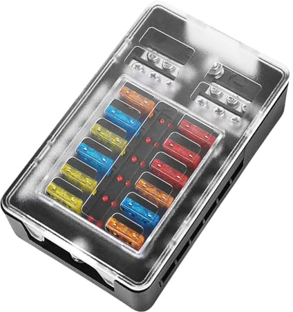 VIVIWI General - Caja de fusibles de 6 vías/12 vías, soporte de fusibles ABS con cubiertas transparentes, caja de fusibles automotrices para vehículo y modificación