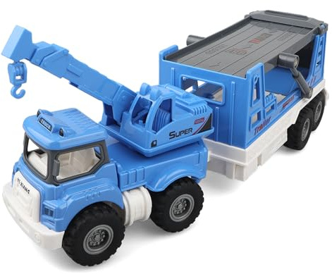 victob Friction Powered Crane Tow Truck Toy with Trailer, Recovery Truck Car Carrier Toy for Kids Aged 3-7, Educational Toy Gift for Boys and Girls