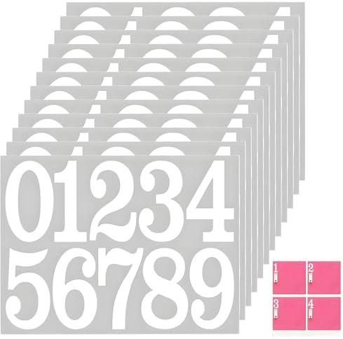 12 fogli adesivi con numeri grandi, numero civico da 3 pollici, adesivo con numero civico, resistente alle intemperie, per cassetta postale, targhette, numeri civici, bidoni della spazzatura, bianco
