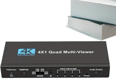 Répartiteur TV numérique 4 en 1, affichage quadruple écran, adaptateur Ultra HD 4K | Port multi-écrans pour configuration de jeux, salle de conférence, de sécurité, système de