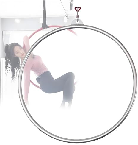 OzcNykt Aerial Hoop Set, 85 cm/90 cm, Edelstahl, punktfreies Aerial Hoop-Gerät mit Befestigungsmaterial, für Tanzstudios und Aerial Fitness 90CM