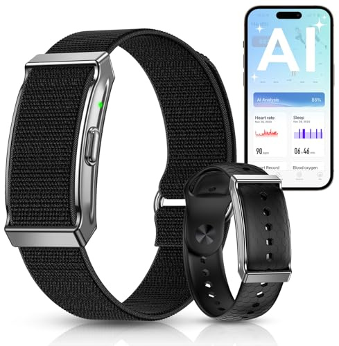 Pulsera de Actividad sin Pantalla Hombre Mujer, Smart Band con Análisis de IA, SpO2, Pulsómetro, Sueño, 120+ Modos Deportivos, Calorías, IP68 Podómetro, Pulsera Inteligente sin Suscripción, Negro