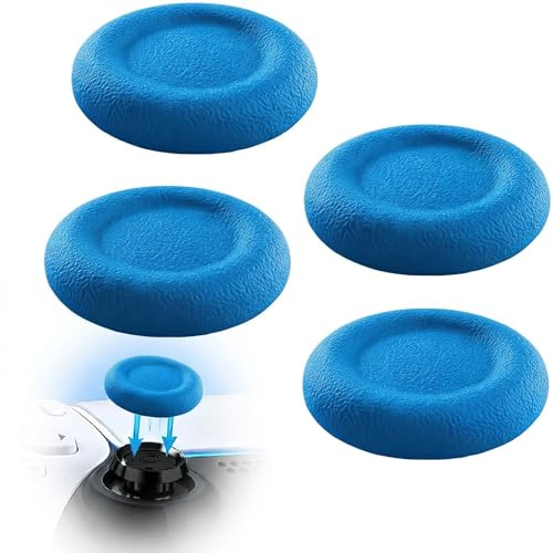 MatoSan Thumbstick - Tapas de repuesto de silicona compatibles con los mandos PS5 y PS4 - Agarre antideslizante para un control más preciso - Tapas protectoras para palos analógicos (4 silicona azul)