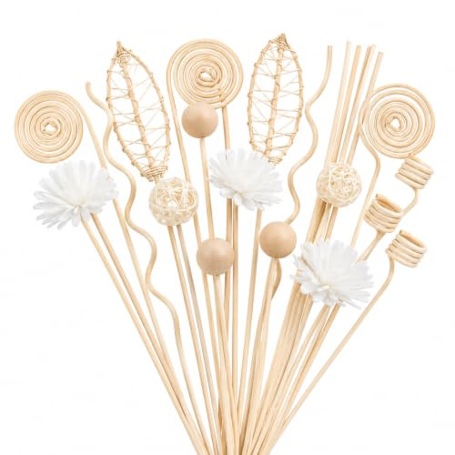 24 Pcs Natural Rattan Diffuser Sticks, Reed Fragrance Sticks for Bathrooms Office Environments Indoor Air Purification, Air Purification for Household and Office Users(Beige)