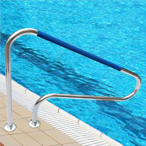 Pasamanos sólido acero inoxidable 304 para piscina, 1200x740mm 47.24x29.13pulgadas, capacidad 330lbs con tornillos incluidos, barra anticorrosiva para piscinas enterradas interiores y exteriores