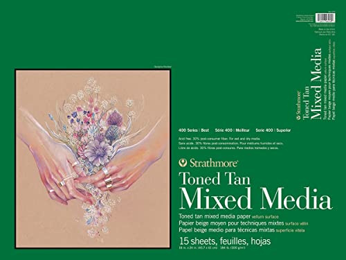 Strathmore 400 Series Toned Tan Mixed Media Pad, 18x24 Glue Bound, 15 Sheets per Pad