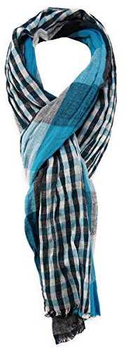 TigerTie Schal in türkis petrol grau weiss schwarz gemustert Gr. 180 x 50 cm