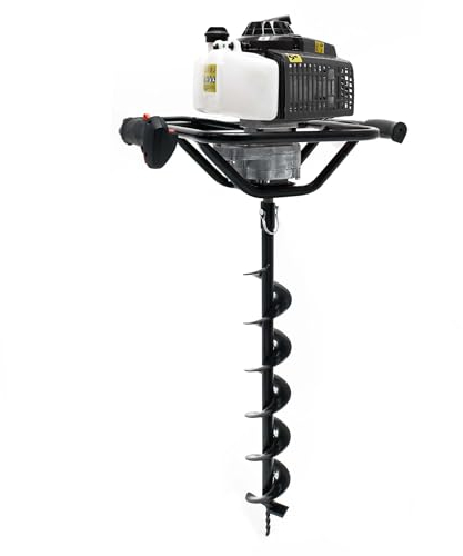 WilTec Taladro de Tierra 3 CV 63,3 CCM Motor de 2 Tiempos & barrena Ø150 mm Ahoyador Plantador Forestal