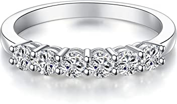 IMOLOVE Moissanite Fede nuziale da donna Eternity Fedi nuziali in moissanite per le donne in argento Sterling anello anniversario misura 4-11 placcato oro bianco, Oro bianco 14k, oro, placcato oro,