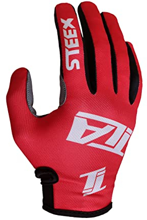 TLA STEEX guantes de motocross, mtb enduro, trial, bmx, hombre, mujer y niño, Ropa de moto y bicicleta. Guantes moto y ciclismo, verano, ligeros, transpirables y resistentes al desgaste._Rojo,3XL