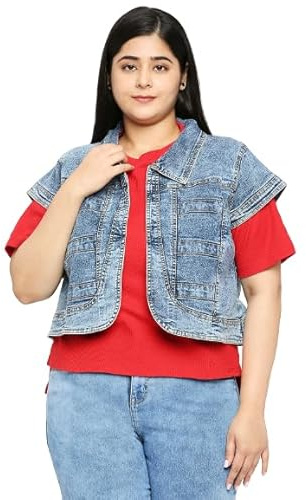 Style Quotient Plus dam blå denim smart avslappnad Shrug, blå, 70
