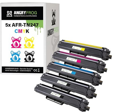 Angry Frog 5X Toner Kompatibel TN247 CMYK für Brother DCP-L3500Series 3510CDW HL-L3200Series 3280CDW MFC-L3700Series
