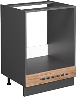 Vicco Herdumbauschrank Fame-Line, Goldkraft Eiche/Anthrazit, 60 cm, AP Eiche